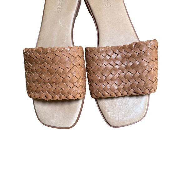 Madewell Lianne Braided Tan Leather Slides‎ Size 9.5 Sandals Flats Beach Cruise - Picture 5 of 10